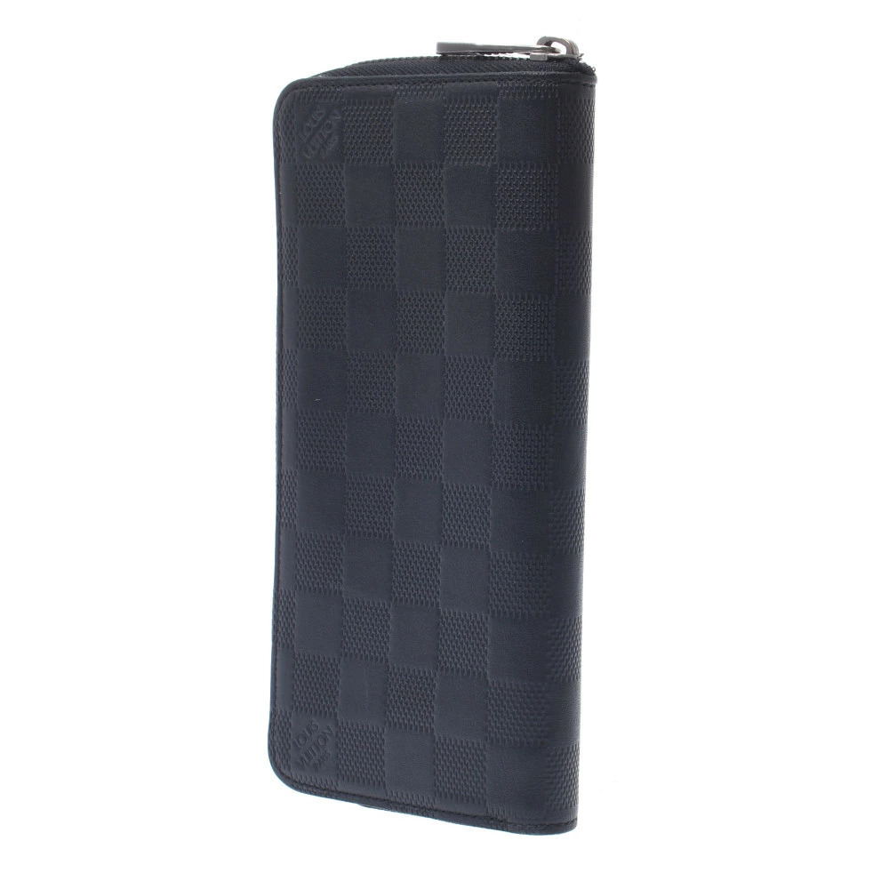 Louis Vuitton Infini Vertical Long Wallet Damier Leather Black Zippy Onyx